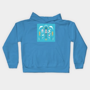 Blue Mermaid & Friends Kids Hoodie